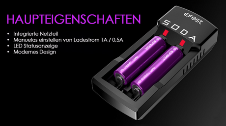 Efest SODA Ladegerät für Li-Ionen Akkus mit integriertem Netzteil