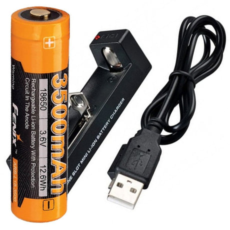 AccuCell 18650 3,7V 3500mAh Li-Ion Akku und 1-Schacht USB-Schnellladegerät