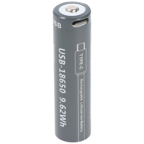 AccuCell 18650 Li-ion Akku, 3,7V, 2600mAh, mit USB-C Charging Port, ca. 71,1 x 18,5mm