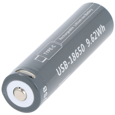 AccuCell 18650 Li-ion Akku, 3,7V, 2600mAh, mit USB-C Charging Port, ca. 71,1 x 18,5mm