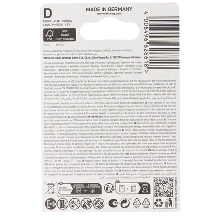 Varta Energy Batterie Alkaline Mono D LR20 1,5V 2er Pack