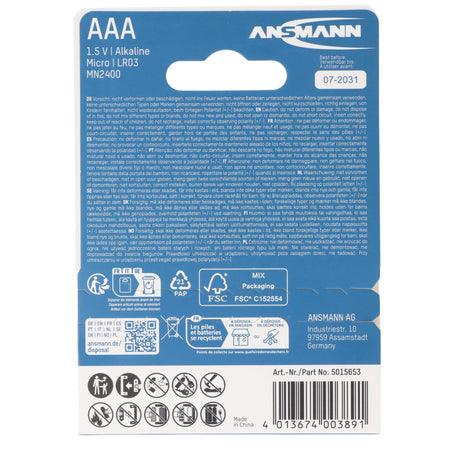 Ansmann X-Power Alkaline Batterie Micro AAA, LR3, 4er Papierblister