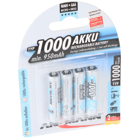 Ansmann NiMH-Akku Typ 1000 AAA Micro 950mAh 4er-Blister