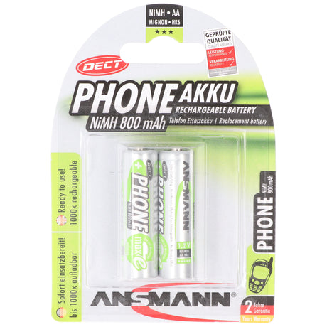 Ansmann NiMH-Akku Mignon 800mAh DECT 2er Blister