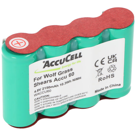 AccuCell Akku passend für Wolf Rasenschere Accu 60, ACCU60, 4,8 Volt NiMH Akku 2150mAh