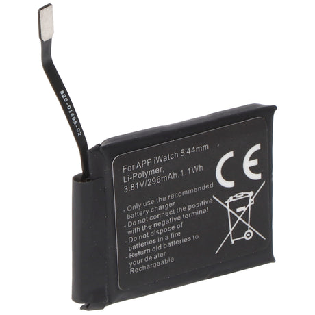 AccuCell Akku nur passend für Apple Watch 5 44mm, A2181, A2157, Li-Polymer, 3,81V, 296mAh, 1,1Wh, built-in, ohne Werkzeug