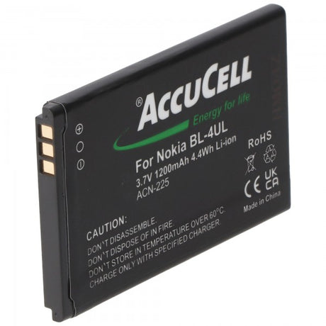 AccuCell Li-ion-Akku passend für den Nokia Akku BL-4UL und Nokia Lumia 225, Asha 225 sowie alle baugleichen