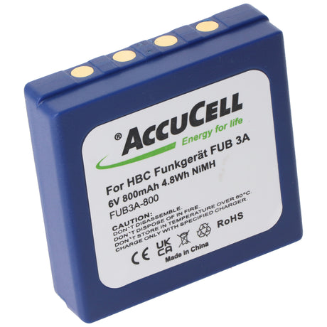 AccuCell 800mAh Akku passend für HBC Funkgerät FUB 3A Akku BA203060, BA222060, 6 Volt 730mAh