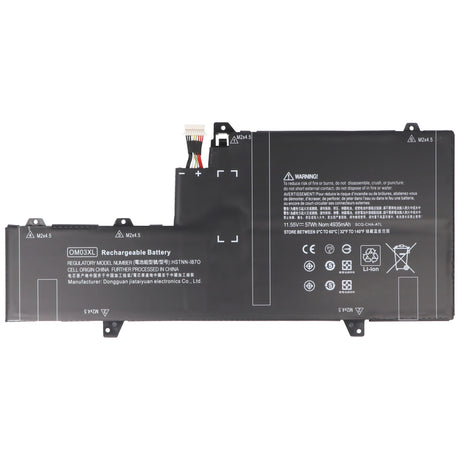AccuCell Akku passend für HP EliteBook x360 1030 G2, OM03XL, Li-Polymer, 11,55V, 4900mAh, 57Wh, built-in ohne Werkzeug