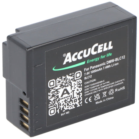 AccuCell Akku passend für Panasonic DMW-BLC12, DMW-BLC12E, DMC-GH2