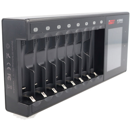 AccuCell 8fach Schnell-Ladegerät für AAA und AA Akku, lädt eneloop, Li-Ion, LiHV, LiFe, NiMH und NiZn Akkus