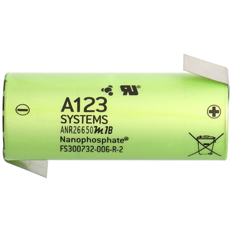 A123 ANR26650M1B 2500mAh 3,3V LiFePo4 Akku ohne Schutz mit Lötfahnen Z-Form