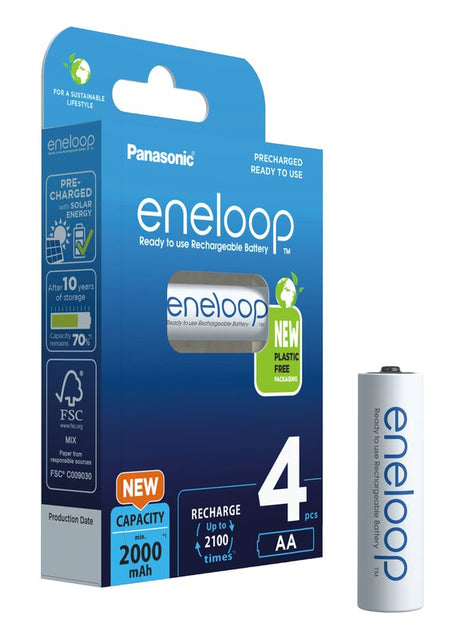 Eneloop Panasonic Ni-MH Akku 2000mAh AA 1,2V - 4er Blister BK-3MCDE/4BE