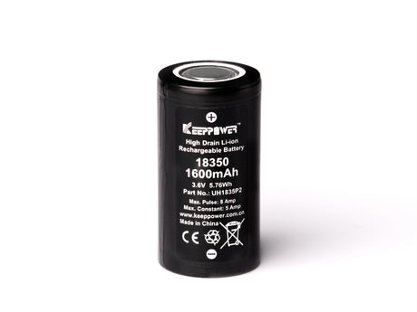Keeppower 18350 - *1600mAh 3,6V - 3,7V Lithium-Ionen-Akku Entladestrom konstant 5A (Ampere)