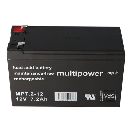 Multipower MP7.2-12 PB Akku 12V 7,2Ah 4,8mm Steckkontakte mit VDS Zulassung