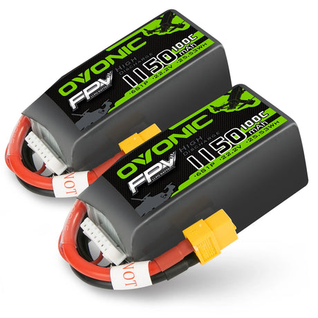 Ovonic 6S 1150mAh 22,2V 100C LiPo-Akku für FPV XT60-Stecker (2 St.)