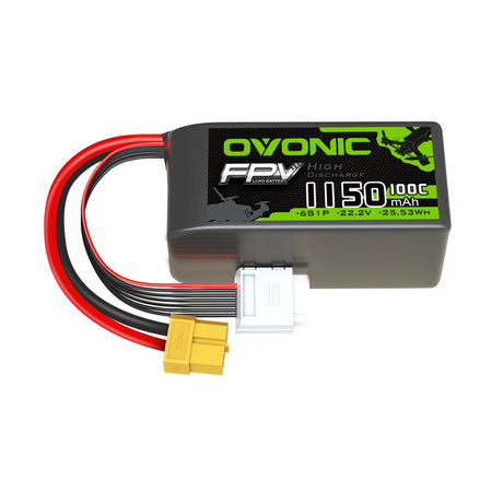 Ovonic 6S 1150mAh 22,2V 100C LiPo-Akku für FPV XT60-Stecker (2 St.)