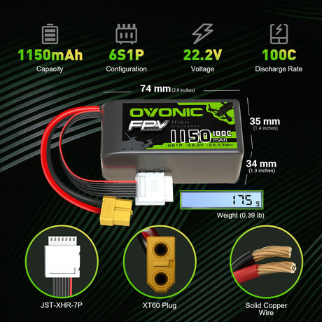 Ovonic FPV 6S 1150mAh 100C 22,2V XT60-Stecker