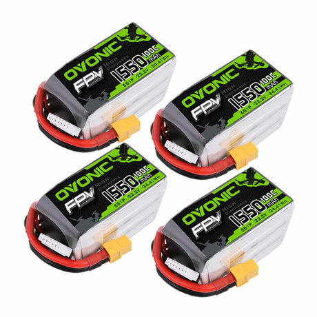 Ovonic FPV 6S 1550mAh 6S 100C LiPo Akku 22,2V Pack mit XT60-Stecker (4 Stück)