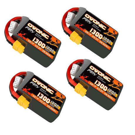 Ovonic FPV 6S 1300mAh 120C 22,2 V LiPo-Akku für FPV Racing XT60 (4 St.)