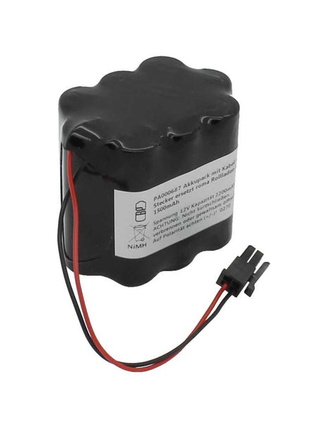 AccuCell Akkupack NiMH 12V 2200mAh 120mm Kabel und Steckerfür Roma Rollladen 12V 1500mAh