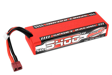 Team Corally C-49442 Sport Racing 50C Lipo Battery 5400Mah 7.4V Stick 2S Hard Wire T-Plug