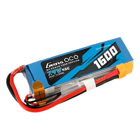 Gens Ace 1600mAh 7,4V 45C 2S1P Lipo Akkupack mit XT60 Stecker