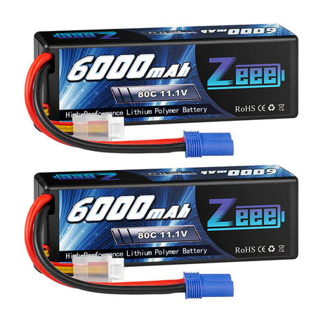 Zeee 3S 6000mAh 11,1V 80C Hardcase EC5 Lipo Akku (2 Stück)