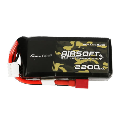 Gens Ace 20C 2200mAh 3S1P 11.1V Airsoft Lipo Akku mit T-Stecker