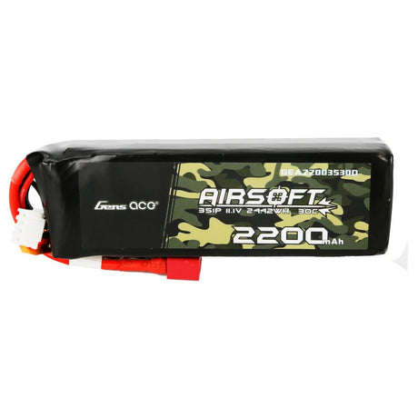 Gens Ace 30C 2200mAh 3S1P 11.1V Airsoft Lipo Batterie mit T-Stecker