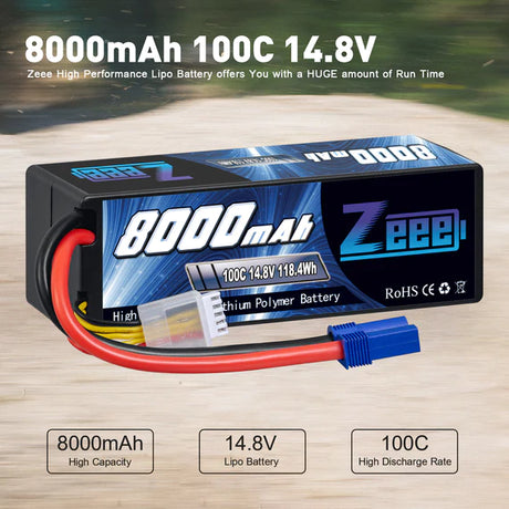 Zeee 4S 8000mAh 14,8V 100C EC5 Hardcase Lipo Akku  (2 Stück)