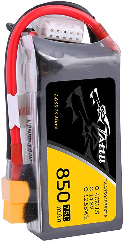 Tattu 850mAh 14.8V 75C 4S1P Lipo Akku mit XT60 Stecker