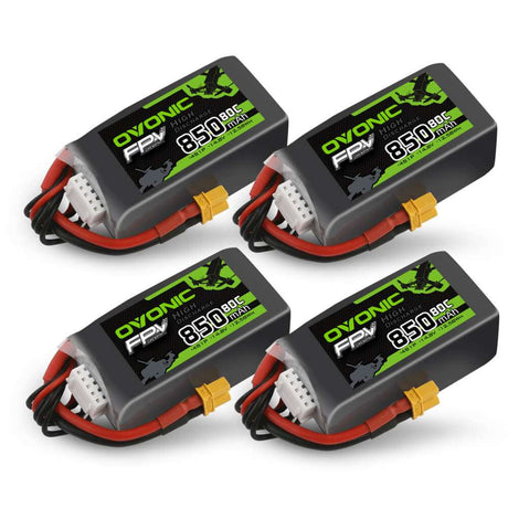 Ovonic 4S 850mAh 80C 14,8V XT30 Lipo Akku (4 Stück)