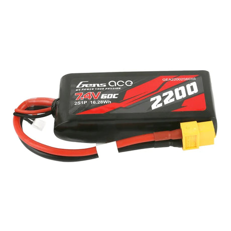 Gens Ace 2200mAh 7,4V 60C 2S1P Lipo Akku mit XT60 Stecker