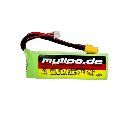 Mylipo Lipo Akku 2600mAh 7,4V 2S 35C/70C XT60 Female