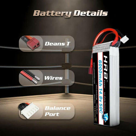 HRB 4S 6000mAh 14,8V 50C Deans T Stecker LiPo Akku