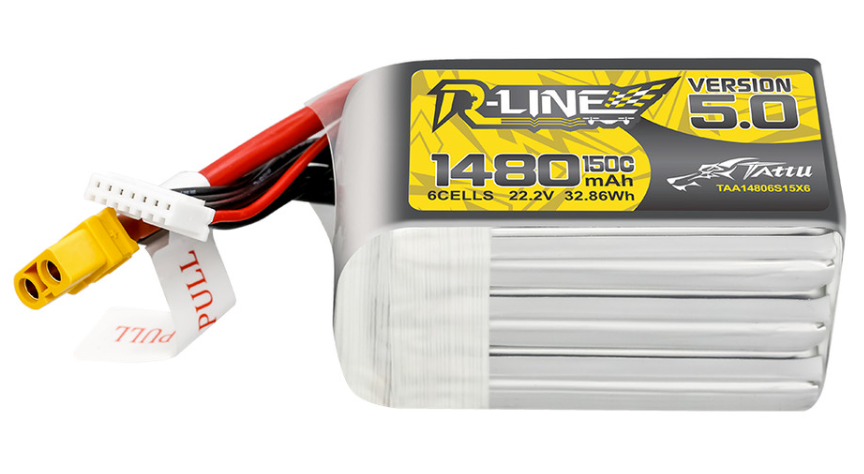 Tattu R-Line Version 5.0 1480mAh 6S 150C 22.2V Lipo Batterie Pack
