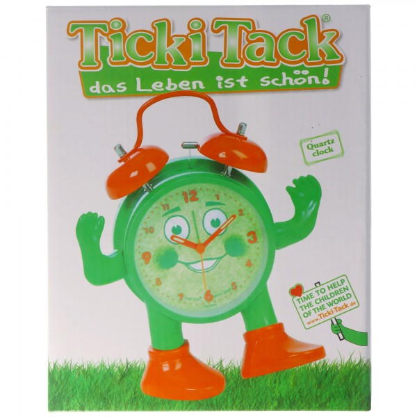 Technoline ABC spielerisch die Uhrzeit lernen, Ticki Tack der Kinderwecker grün orange, inklusive Batterie