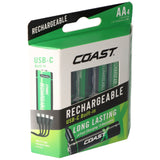 COAST 2400mAh Mignon AA 1,5V ZITHION-X® Lithium-Ionen Akkus, inkl. 4in1 USB-C Ladekabel