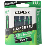COAST 750mAh Micro AAA 1,5V ZITHION-X® Lithium-Ionen Akkus, inkl. 4in1 USB-C Ladekabel