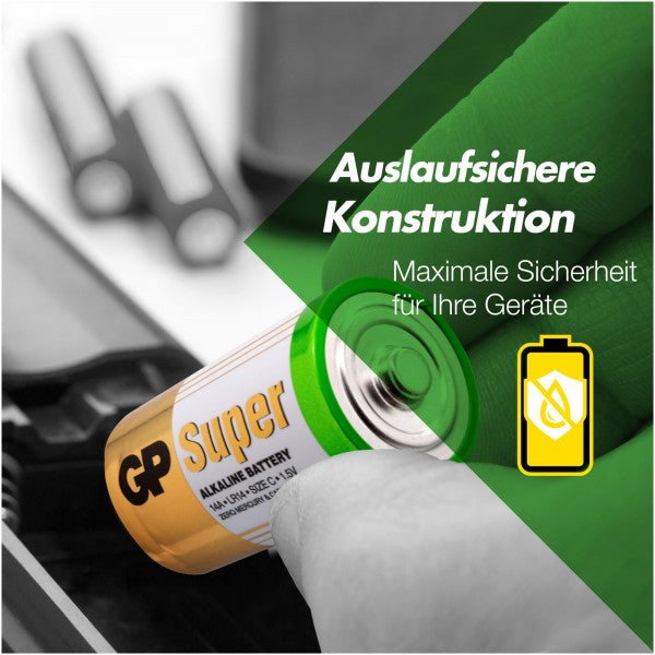 GP Batteries C Baby Batterie GP Alkaline Super 1,5V (4 Stück)