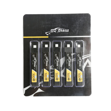 Tattu 300 mAh 3,8 V 75 C 1S1P HV Lipo-Akku mit BT 2.0-Stecker (5 Stück) für Beta Meteor65/Meteor75
