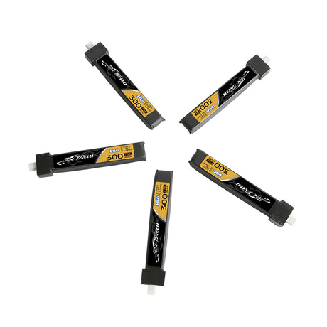Tattu 300 mAh 3,8 V 75 C 1S1P HV Lipo-Akku mit BT 2.0-Stecker (5 Stück) für Beta Meteor65/Meteor75