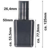 AccuCell Akku passend für Bosch 2607300002 9,6 Volt 2Ah schmal Abmessungen 126x70x54mm und Bilder exakt vergleichen