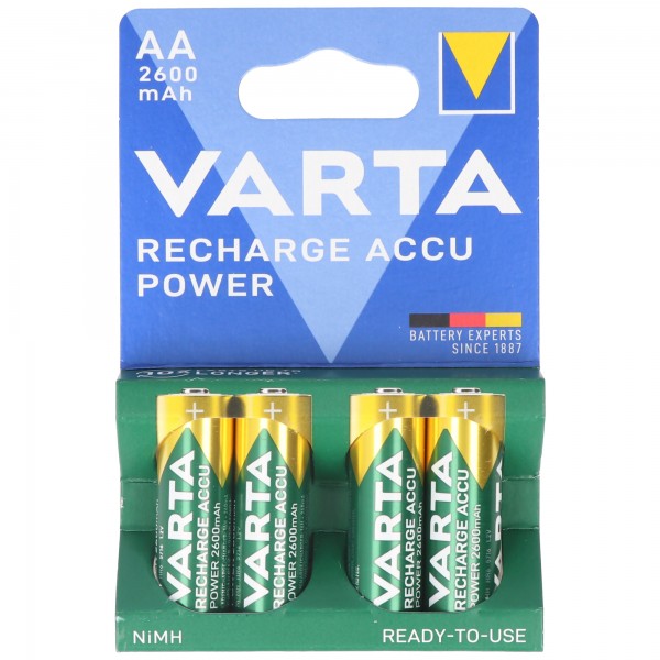VARTA Akkus AA 1,2V 2600mAh Mignon AA LR6 4er Blister