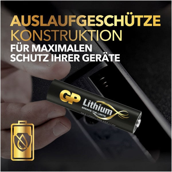 GP Batteries AAA Batterie GP Lithium 1,5V (4 Stück)
