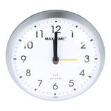 Maxitime Analog-Funkwecker Silber mit weißem Ziffernblatt mit Licht und Snooze-Funktion