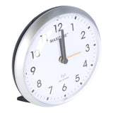 Maxitime Analog-Funkwecker Silber mit weißem Ziffernblatt mit Licht und Snooze-Funktion