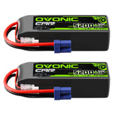 Ovoniv Car 4S 5200mAh Lipo Akku 130C 14,8V RC Lipo Akku mit EC5 Stecker (2 Stück)