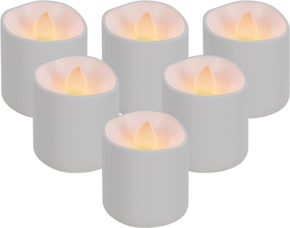 Goobay 6er-Set LED-Teelichter - Kerzen-Set mit Fernbedienung, für den Innenbereich (IP20), warmweiß (2700 K), Aufladung über USB